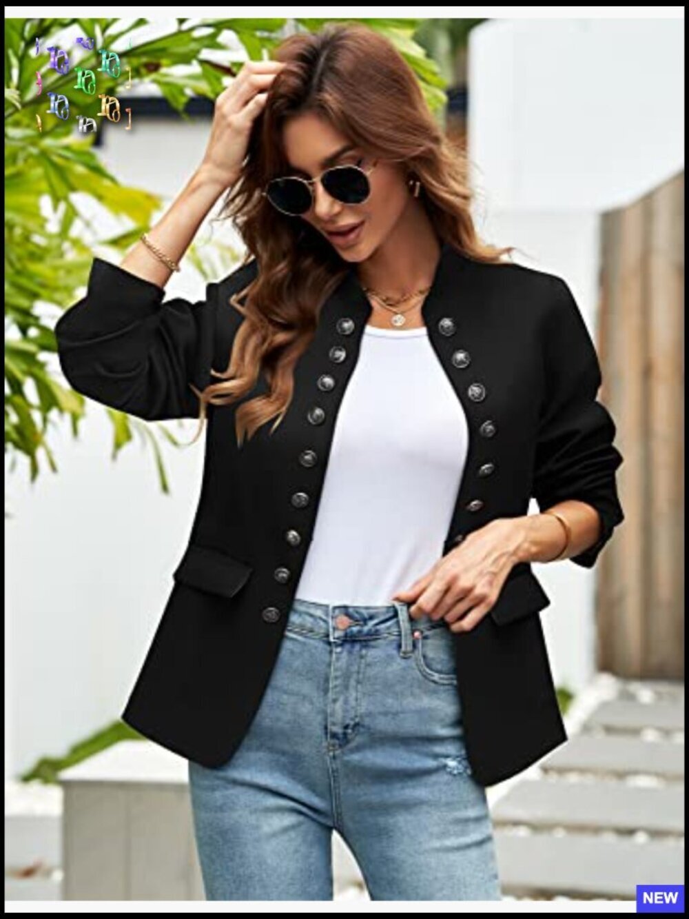 Business Casual Blazer Open Front Cardigan Buttons Pockets Chic Work Wear - Picture 6 of 7